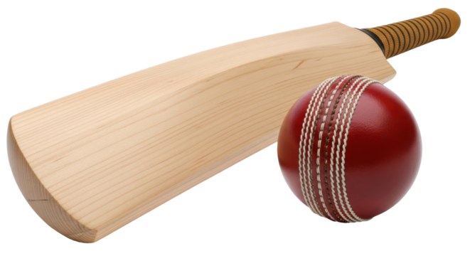 Isolated Cricket Bat and Ball
