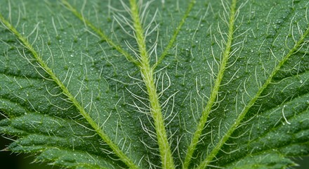 Microscopic Detail of a Stinging Nettle Leaf Vein and Trichomes