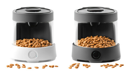 Set of automatic pet feeders with portion control. Each element is separately isolated