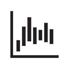 minimalist black bar graph icon with declining trend on white background for finance and market analysis