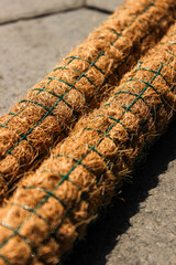 Coconut fiber trellis to help support climbing plants