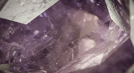 Intricate Amethyst Geode Interior: A Close-Up Revelation of Crystalline Structure