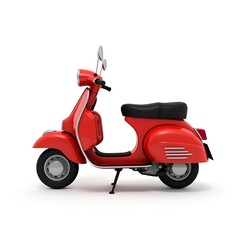 Obraz premium 3D Red Scooter Isolated on White or Transparent Background, Modern and Realistic Design
