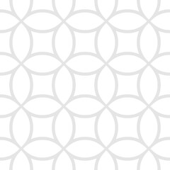 Circle geometric mesh seamless pattern. Minimal vector ornament texture with delicate grid, net, lattice, curved lines. Simple abstract grey and white geometric background. Repeated design for decor