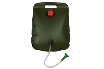 Portable camping shower hanging with transparent background