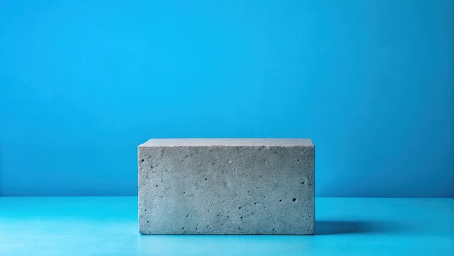 Grey Concrete Block on Blue Background, grey concrete block