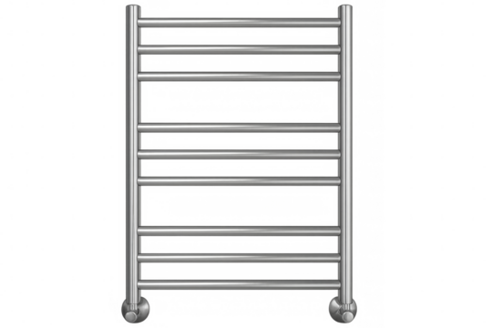 Chrome heated towel rail on transparent background