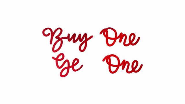 buy one get one One line continuous animated typography intro outro, Hand drawn calligraphy monoline vintage text on background. Calligraphy lettering animation video shop, discount,offers marketing