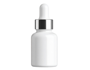 Minimalistic White Dropper Bottle with Label Space, isolated on transparent background
