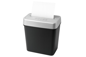 Paper shredder inserting blank sheet on transparent background