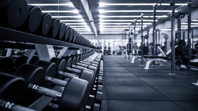 Gym's Weight Rack Displays Organization, Strength and Focus on Fitness