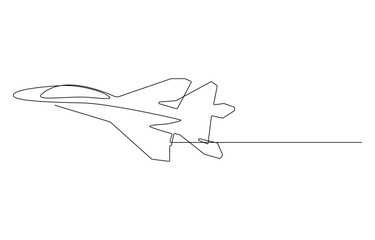 jet fighter airplane continuous line art drawing
