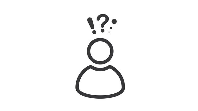 User silhouette with question mark - vector, video, icon. FAQ.