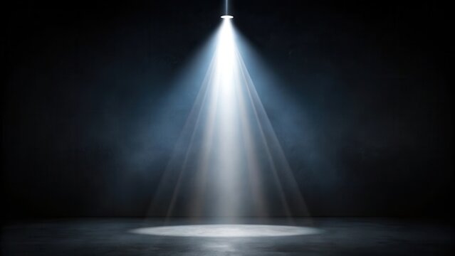Dark background with a single spotlight shining on a mysterious object , isolation, glow,  isolation
