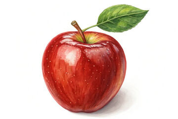 Crisp Red Apple Detailed Illustration Isolated on White Background