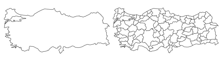 Turkey map – vector illustration of provinces and political borders