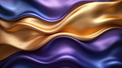Iridescent Metallic Waves in Gold and Purple Hues