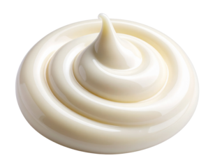 Single Swirl of Mayonnaise Drop with Glossy Texture, isolated on transparent background