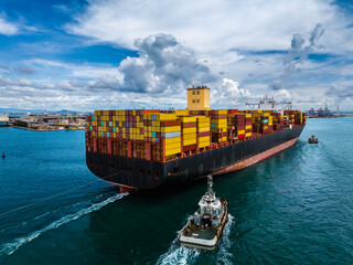 shipping logistic cargo container ship import export goods and distributing products to dealer and...