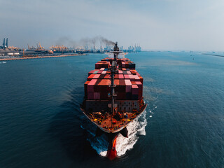 shipping logistic cargo container ship import export goods and distributing products to dealer and...