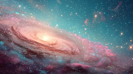 Fototapeta premium Stunning Spiral Galaxy with Colorful Stars and Cosmic Dust