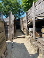 Reconstructed second-line trenches from World War I at Verdun, France, showing defensive structures and terrain used during the Great War.