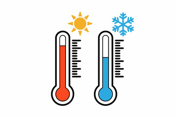 Hot and Cold Temperature Understanding Heat and Cold with Thermometer Illustrations