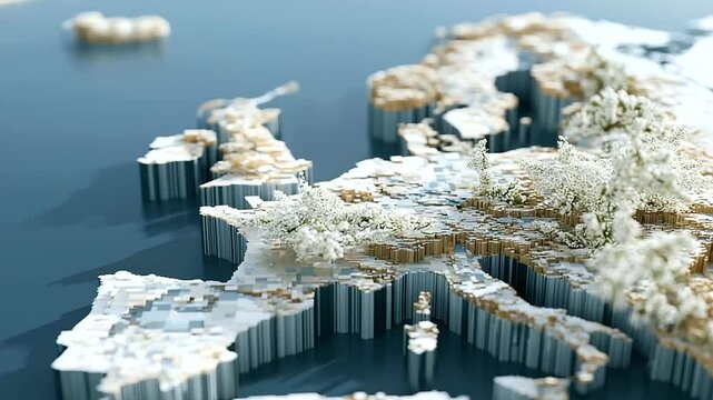 Voxel Europe Map Created with Cubes and Pixel Architecture_