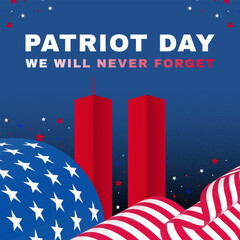 Banners commemorating the September 11 attacks. Patriot Day 9/11 Commemorative Banners with US flags. Patriot Day Banners.