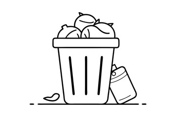Hand Drawn Overflowing Garbage Can Illustration