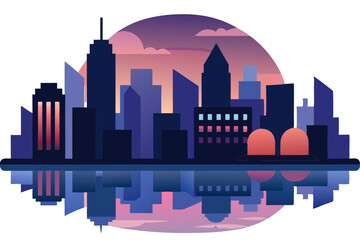 Modern City Lights at Night Vector Design