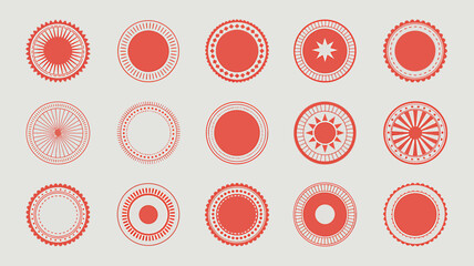 Collection of Red Circular Design Elements Decorative Frames and Borders for Branding