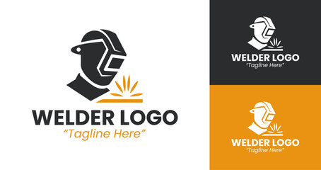 Creative and Modern Welder Logo Designs for Branding with Orange and Black