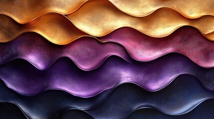 Iridescent Metallic Waves in Gold and Purple Hues