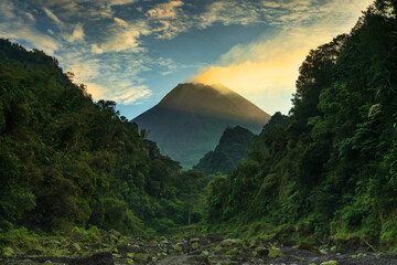 Sunrise view of Mount Merapi from Turgo Bawah
