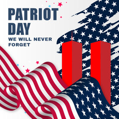Banners commemorating the September 11 attacks. Patriot Day 9/11 Commemorative Banners with US flags. Patriot Day Banners.
