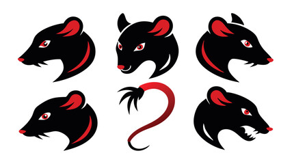 Set of  Rat  silhouette vector

