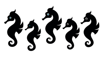 Fototapeta premium Seto of Seahorse Silhouette vector illustration