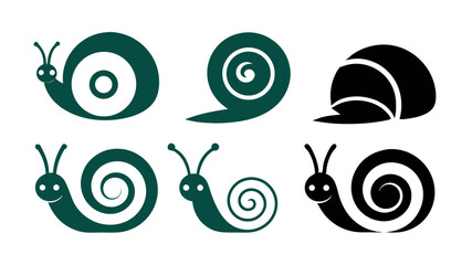  Snail set of silhouette vector on white background
