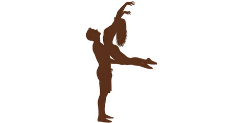 Isolated Silhouette of Couple Dancing
