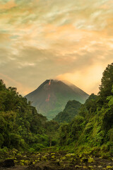 Sunrise view of Mount Merapi from Turgo Bawah
