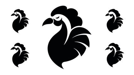 Hen silhouette isolated on white background. Chicken head design vector art, vector illustration
