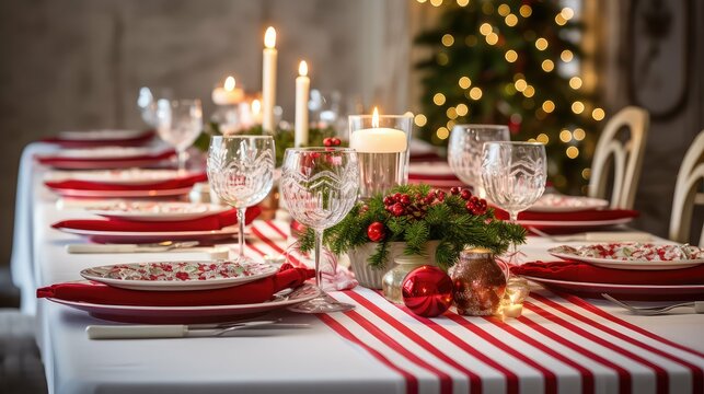 setting christmas red and white