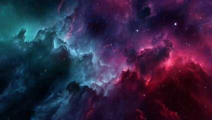 Fototapeta premium Vibrant Cloudscape A Spectacular Display of Cosmic Colors and Ethereal Beauty in the Depths of Space
