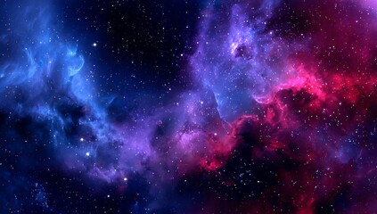 Naklejka premium Vibrant Nebula Cloud Cosmic Beauty of Pink and Blue Hues in Deep Space Adventure, Sky, and Universe Concept