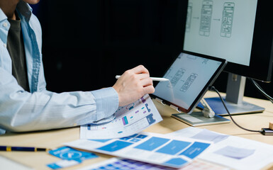 UX graphic designer planning application process development prototype wireframe for web smart...