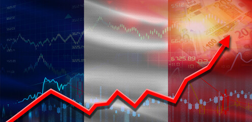 France financial growth on market graph. France economic growth on financial graph