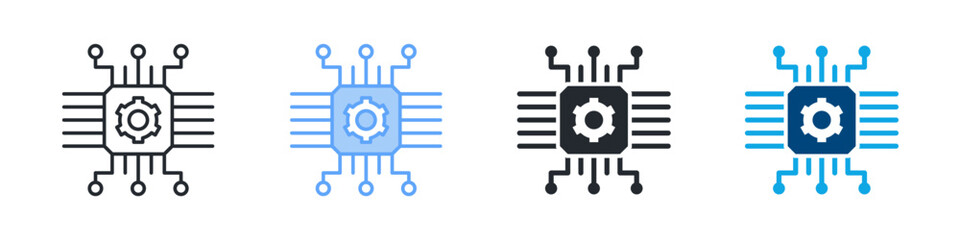 Obraz premium Circuit Icon Set Multiple Style. Designed In Outline, Blue, Glyph, Dual Tone