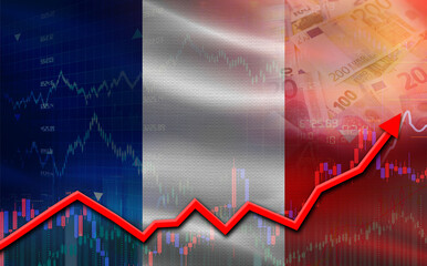 France economic growth on financial graph. France financial growth on market graph
