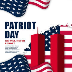 Banners commemorating the September 11 attacks. Patriot Day 9/11 Commemorative Banners with US flags. Patriot Day Banners.